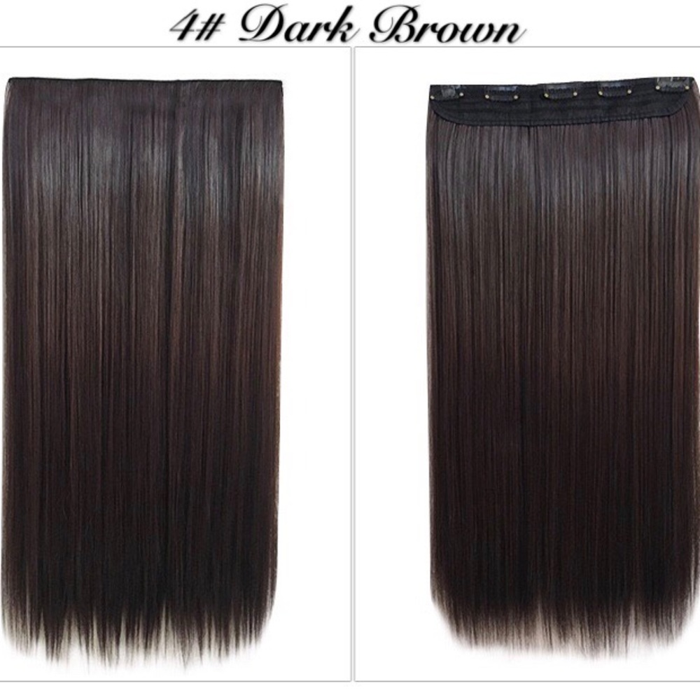 Hair Extensions Clip in dark brown one piece